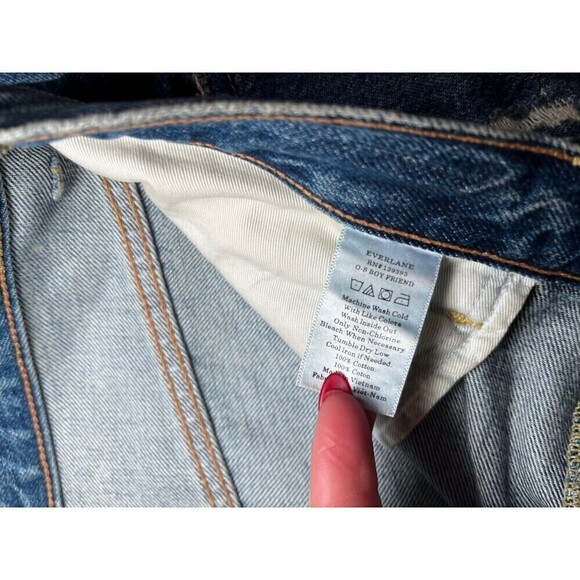 Everlane Womens Distressed Button Fly High Rise Mom Jean Sz 31 - Picture 3 of 6